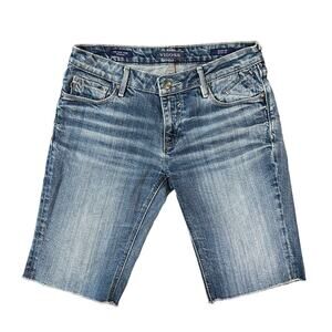 Vigoss New York Bermuda Cutoff Denim Jean Shorts Women’s Size 28 Medium Wash EUC